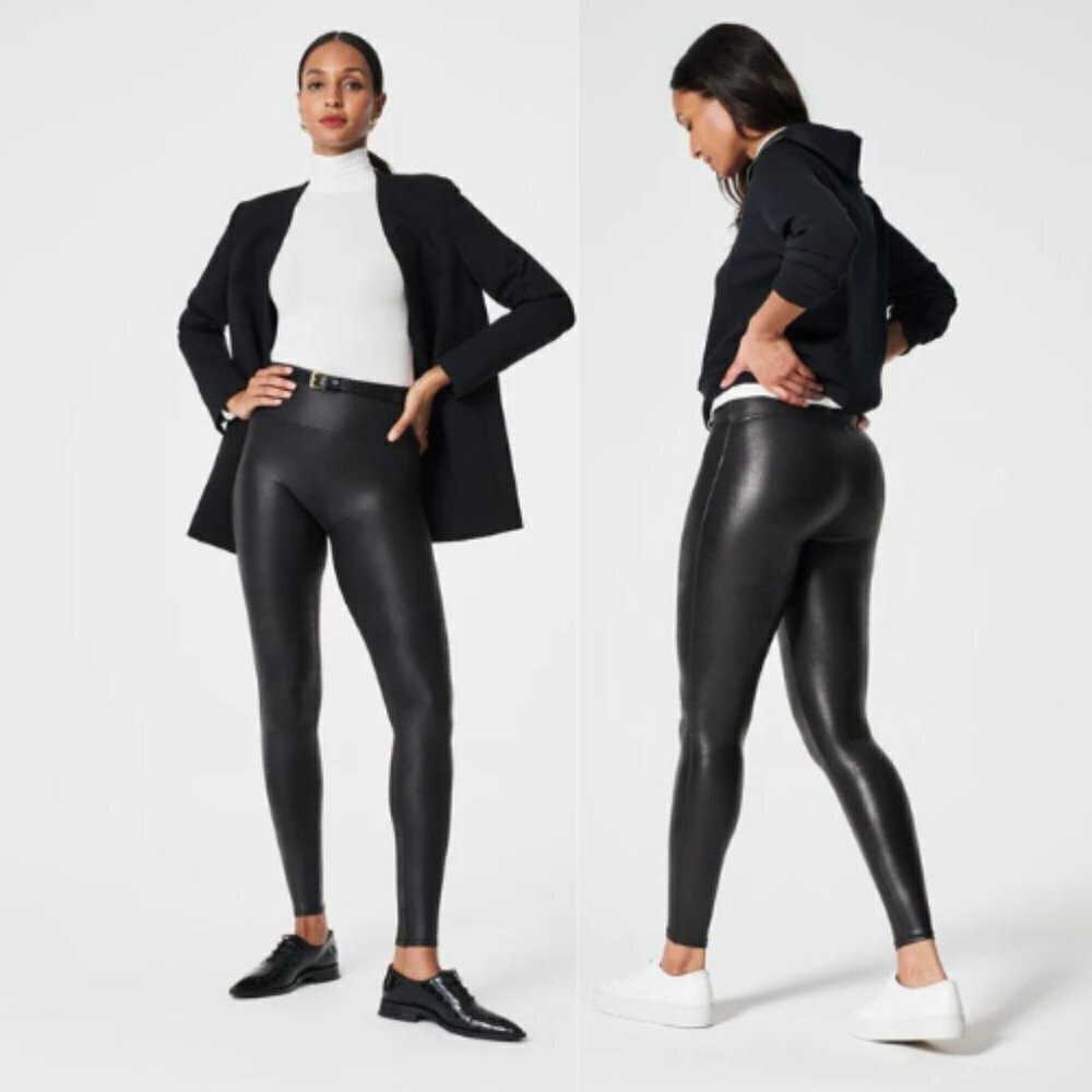 New! Spanx faux leather leggings high waisted rise nwot 17139